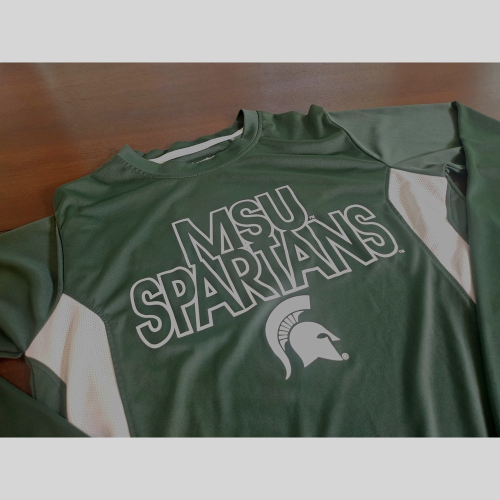 Champion Performance Shirt Mens S Green Michigan State Spartans MSU Long Sleeve
